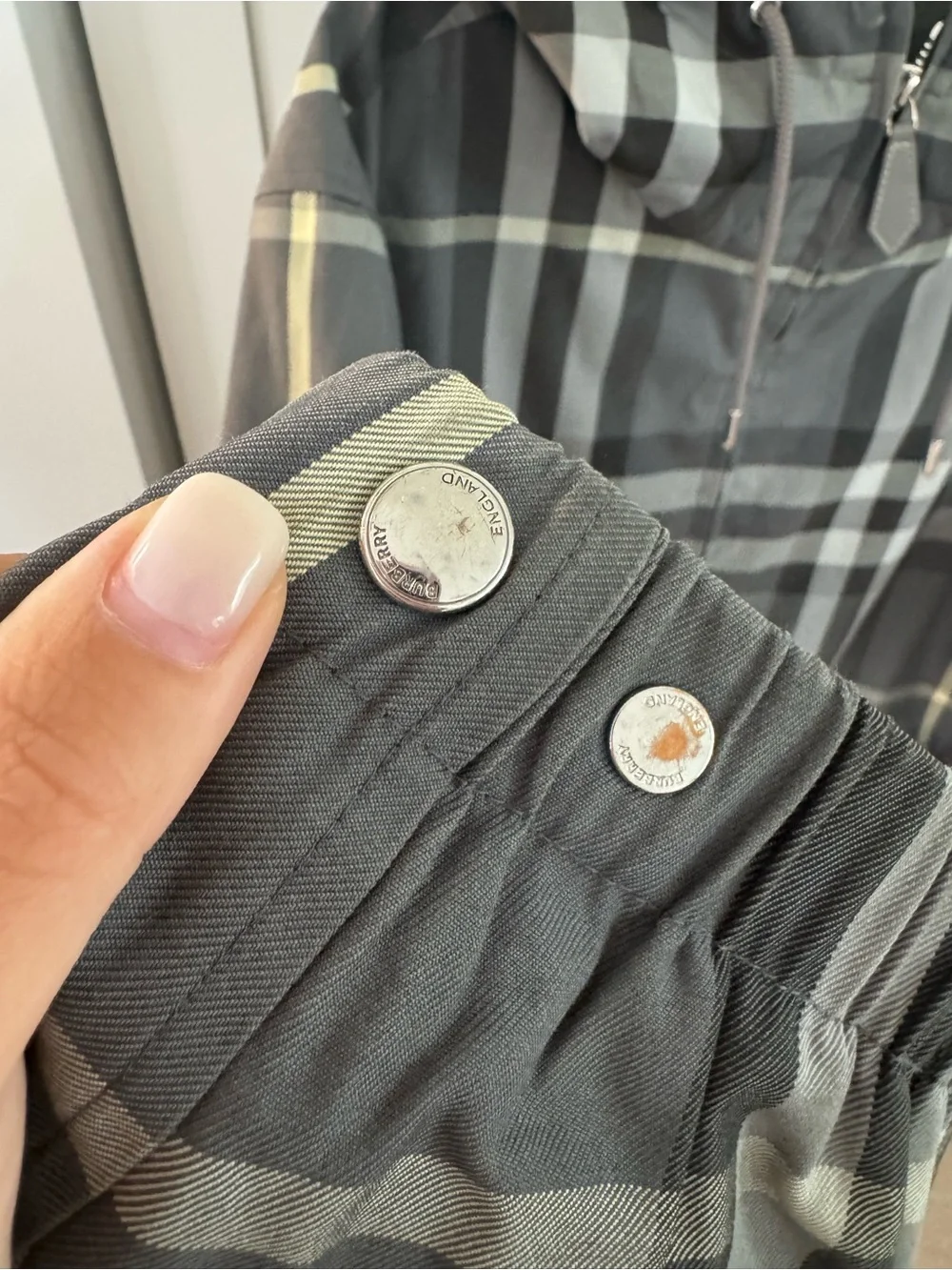 Burberry Gray Plaid Hooded Jacket with Zip